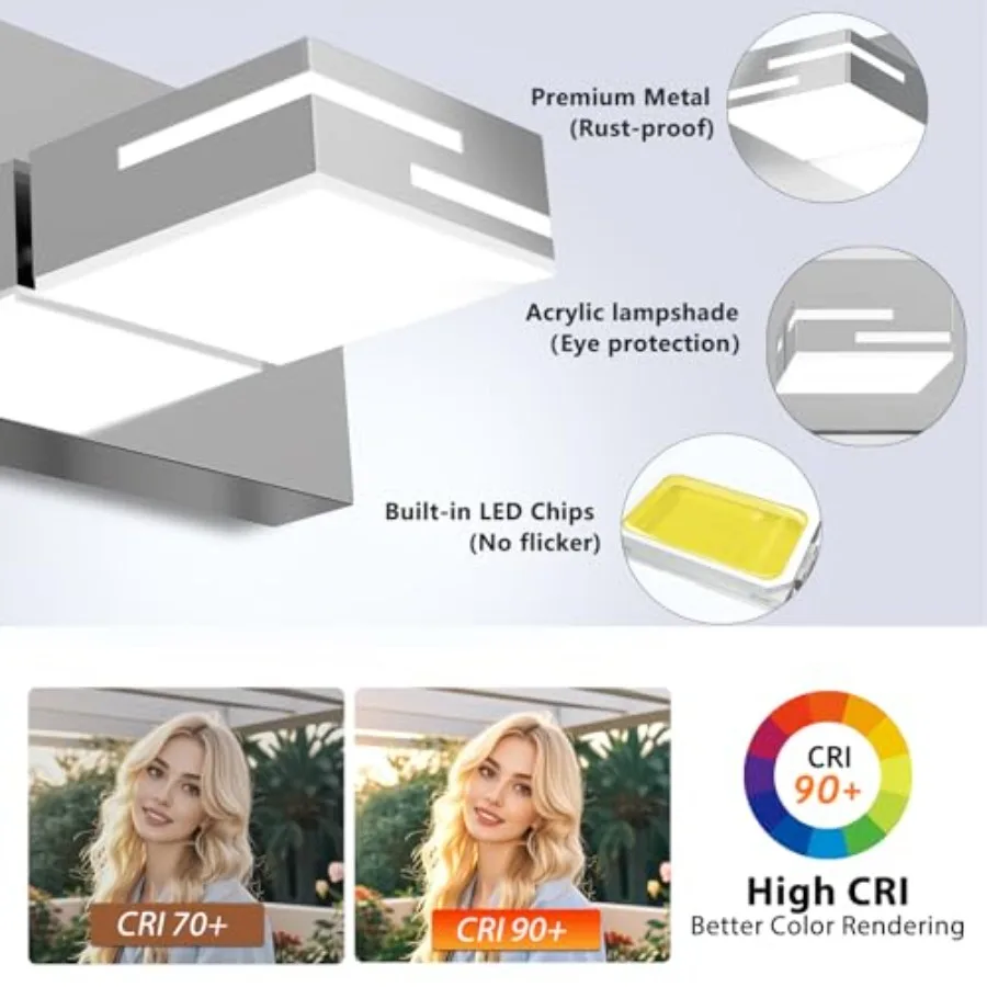 LED Modern Bathroom Vanity Light Fixtures, 4-Light 28-inch Dimmable Vanity Lights for Bathroom Lighting Fixtures Over Mirror, w