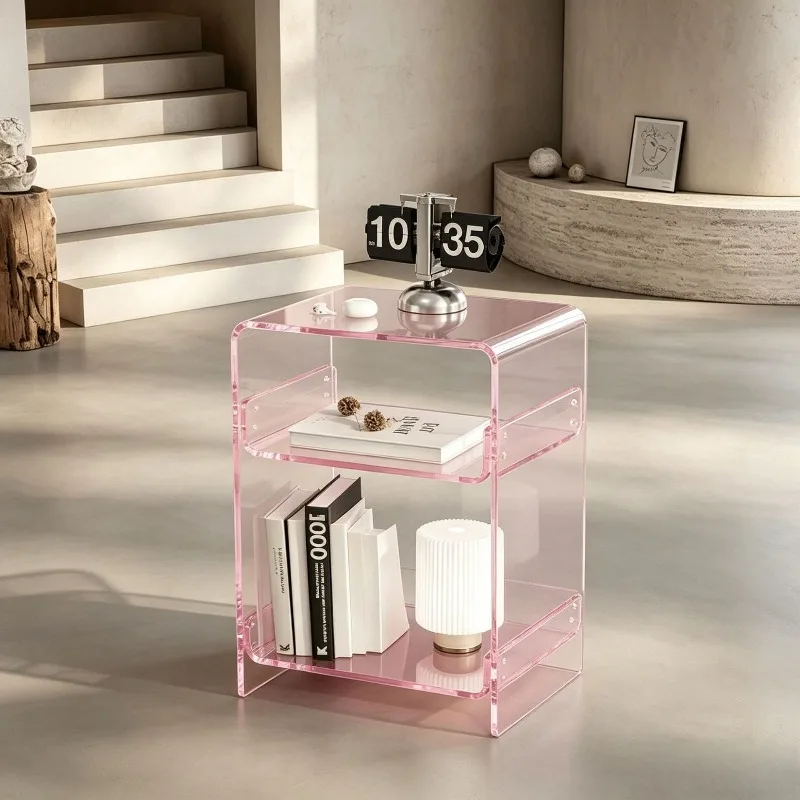 For Acrylic Bedside Table, Bedside Storage Cabinet, Extremely Narrow and Transparent Sofa Side