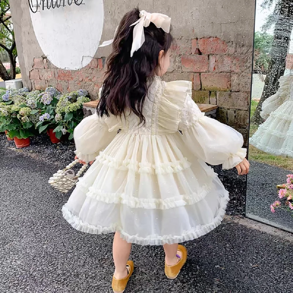 Girls' Dress Spring and Autumn New Fashion Children's Mesh Puffy Princess Dress Little Girl Birthday Dress
