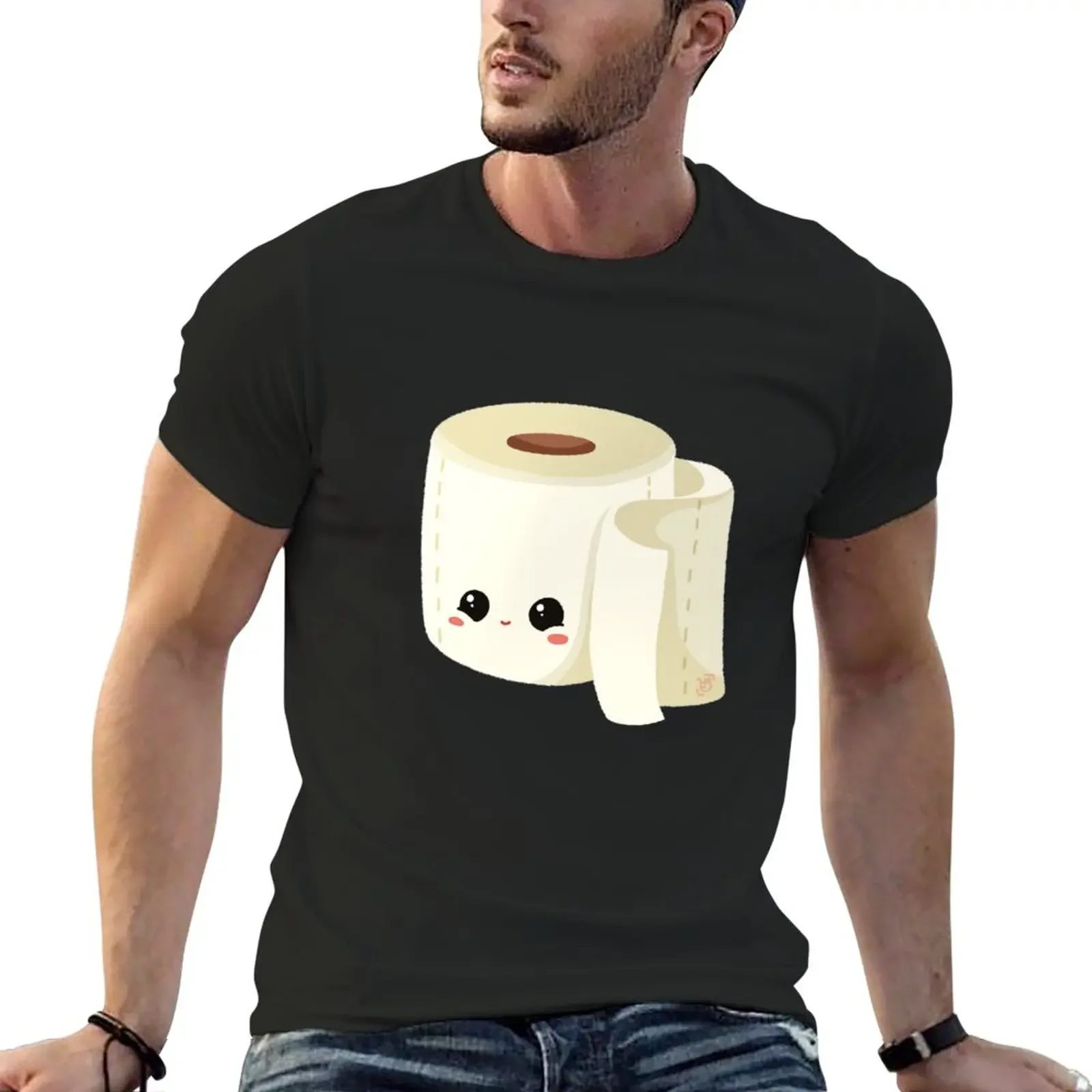 

Kawaii Toilet Paper T-Shirt korean fashion boys whites slim fit t shirts for men