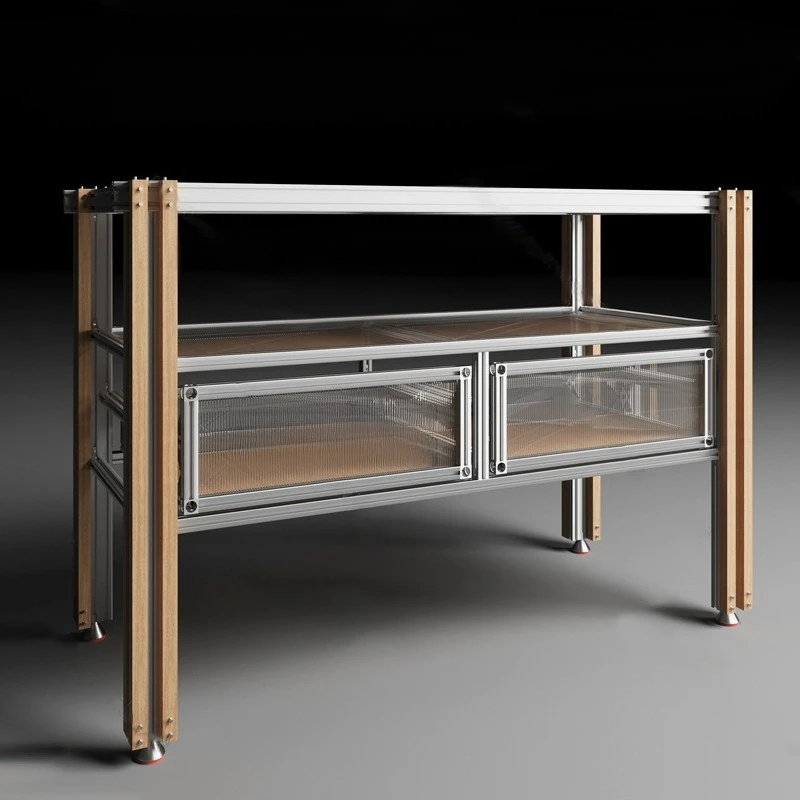 Household living room dining side cabinet, aluminum profile shelf storage cabinet, medieval bedroom bedside table