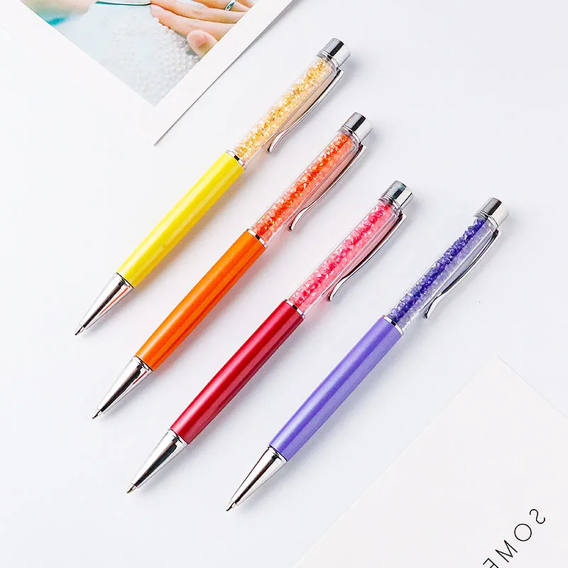 100Pcs/Lot Rollerbal Ballpoint Pen Crystal Diamond 0.7mm  Tip All Metal Material Student Writing Office Gift Custom Logo Name