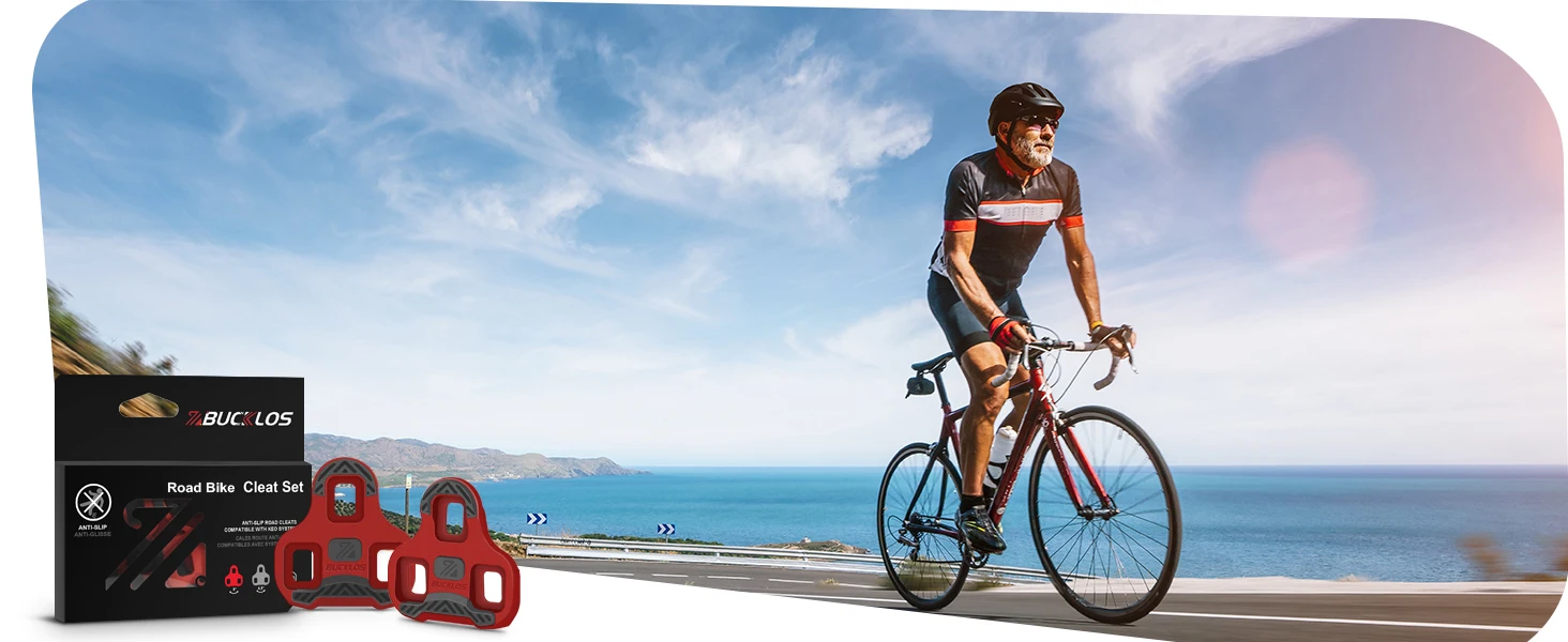 BUCKLOS Fahrrad-Schuheinlagen für LOOK KEO System Rennrad Selbstverriegelnde Pedal-Einlagen Rutschfest Verschleißfest TPU Radsport-Schuheinlagen – Detail 10
