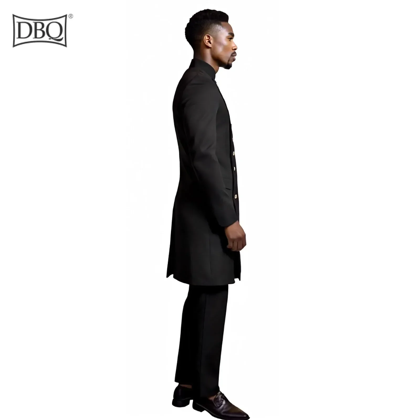 DBQ African Suits for Men Slim Fit Double Breasted Long Blazer and Trousers 2 Piece Set Traditional Outfits