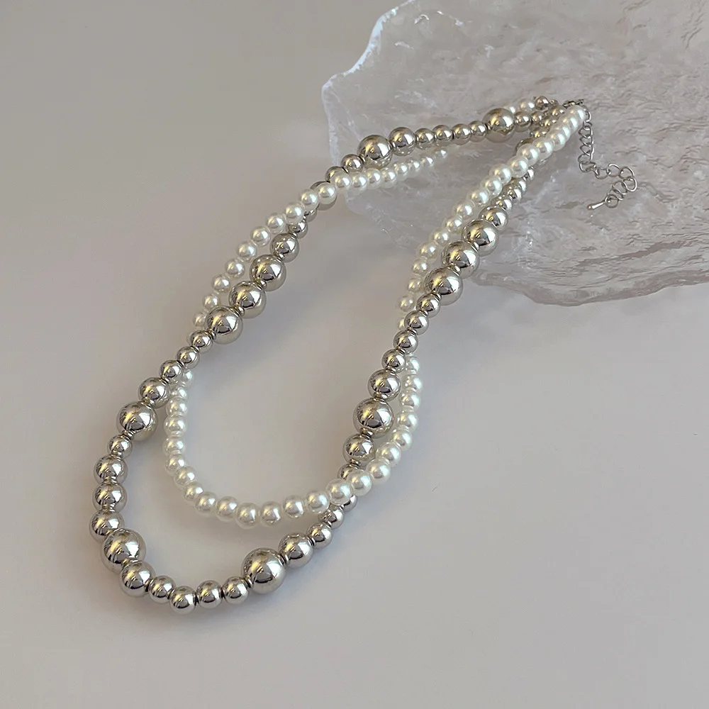 

Fashion Imitation Pearl Wrapped Necklace for Women Double Layer Beaded Neck Chain Choker Necklace Jewelry Gift