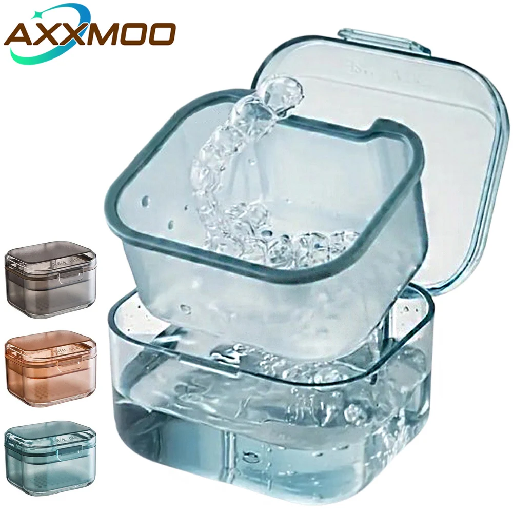 

1PCS Retainer Cleaner Case Box,Night Mouth Guard Case Holder,Storage Soak Container with Drain Tray for Travel Cleaning