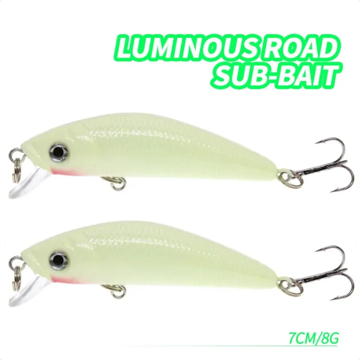 

2PCS 3D Luminous Minnow Fishing Lure With Treble Pesca Hard Bait Artificial Crankbaits Bass Pike Carp Fishing
