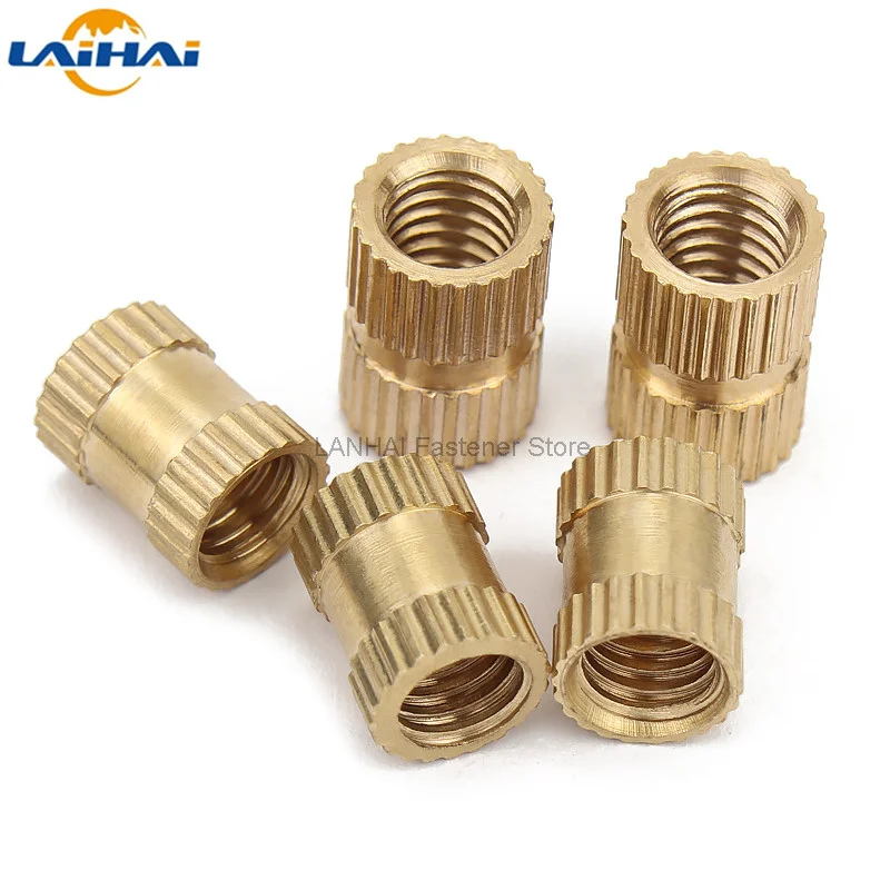 5/10/25pcs M2 M2.5 M3 M4 M5 M6 M8 M10 Solid Brass Pure Copper Metric Thread Injection Molding Knurl Insert Nut Nutsert Embedded