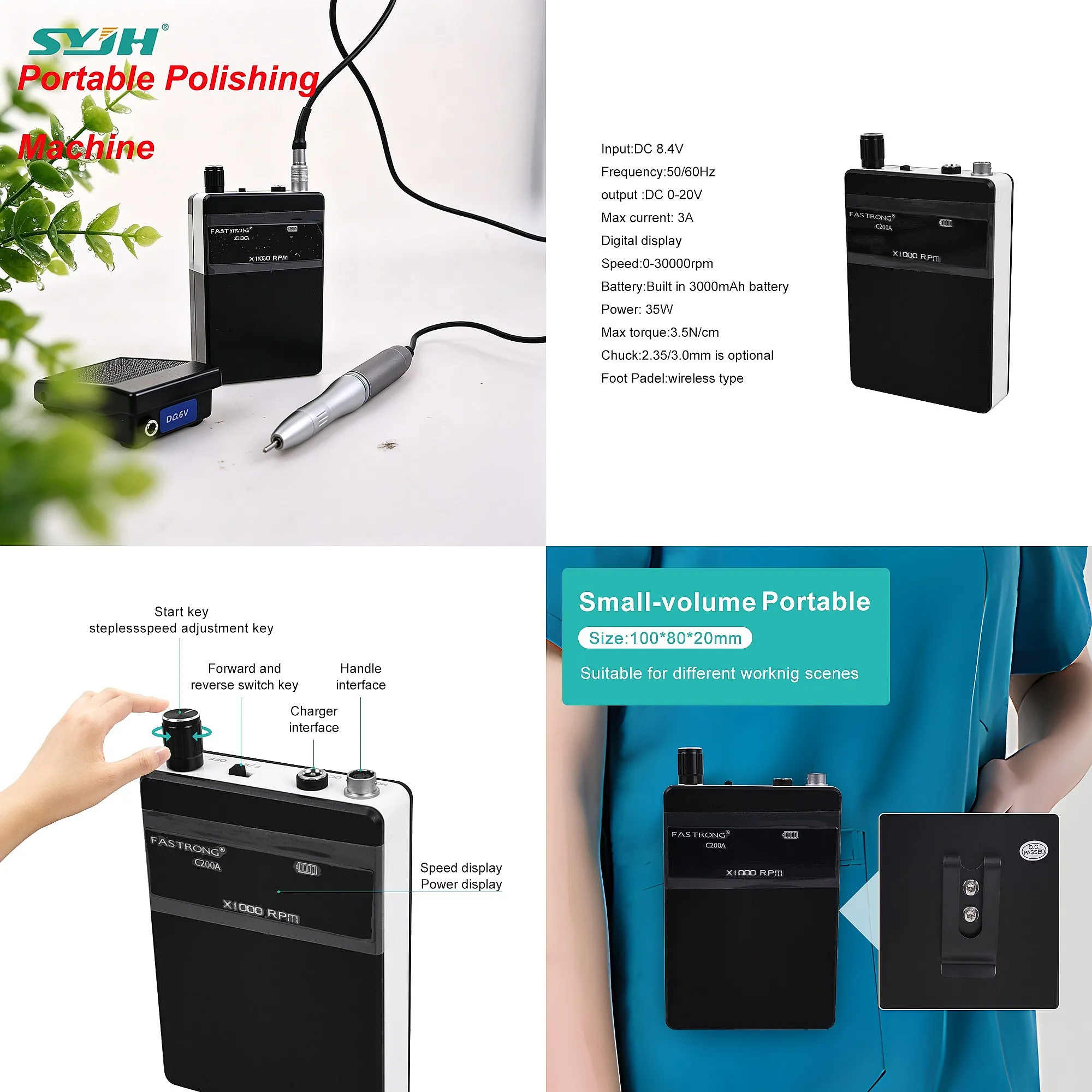 Dentals Portable Rechargeable Micromotor Digital Display E-type Low Speed Handpiece Dentistry Lab Equipment