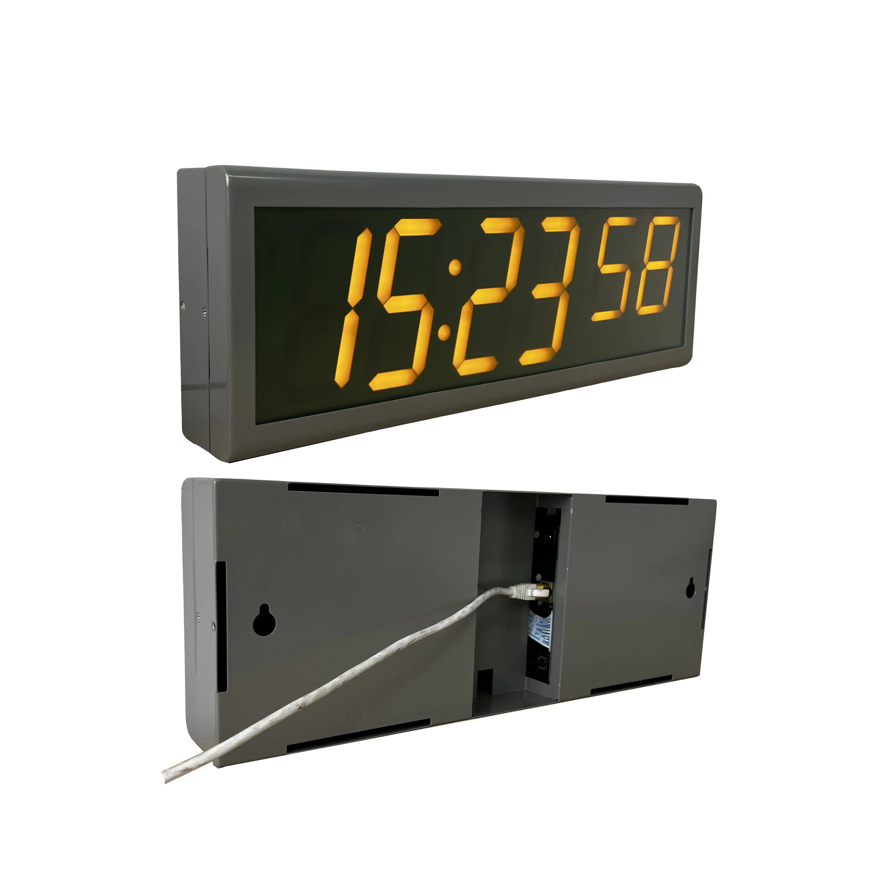 Reloj NTP PoE de 6 dígitos, LED amarillo, caja de Metal/plástico opcional