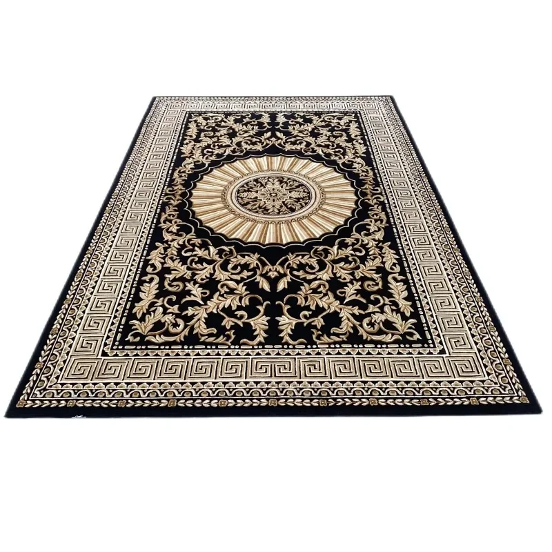 Luxury Muslim hand-tufted NZ wool + bamboo silk floor villa living room carpet
