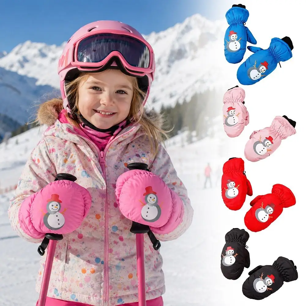 Fashion Warm Children Ski Gloves Non-slip Windproof Baby Snow Gloves Thickened Waterproof Kids Winter Mittens Ski