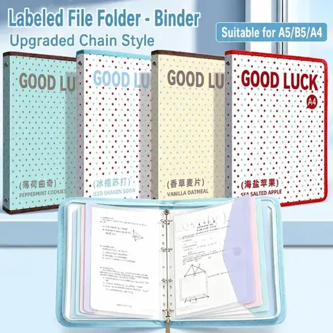 Polka Dot Print A4 Zipper Binder Removable 4 Hole Ring Binder Loose-Leaf File Binder Zipper File Pouch A4 B5 A5 Paper Storage
