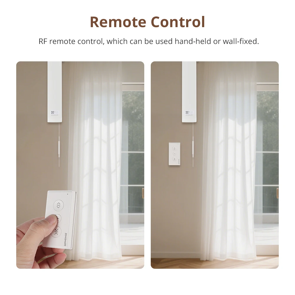 Zemismart 82 Curtain Motor Smart Sliding Curtain Motor Matter WiFi Work with SmartThings Homekit Google Home APP Remote Control