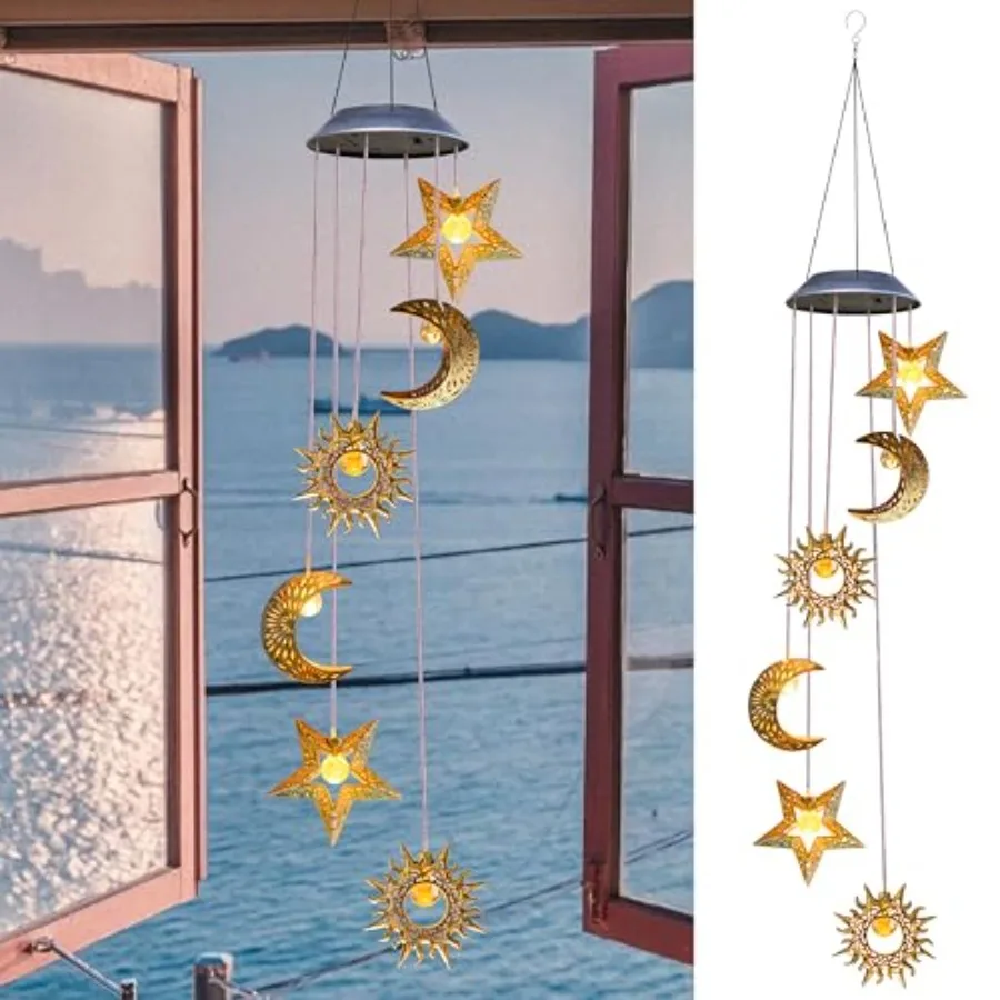 

Solar Wind Chimes for Outside Lights Outdoor Hanging Decor Warm Lights Prefert Gifts for Mom Wife Outdoor Windchimes for Garden