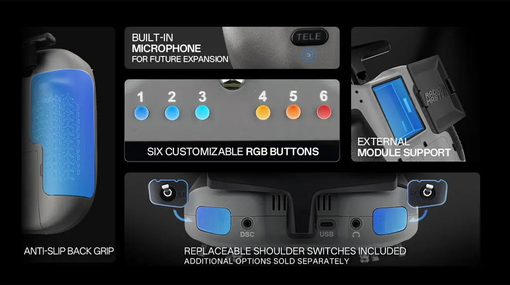 Auf Lager: Radiomaster TX15 16-Kanal 3,5-Zoll IPS Touchscreen V5.0 Hall Gimbals Funkfernsteuerung mit integriertem ExpressLRS, Gyro und Mikrofon – Detail 12