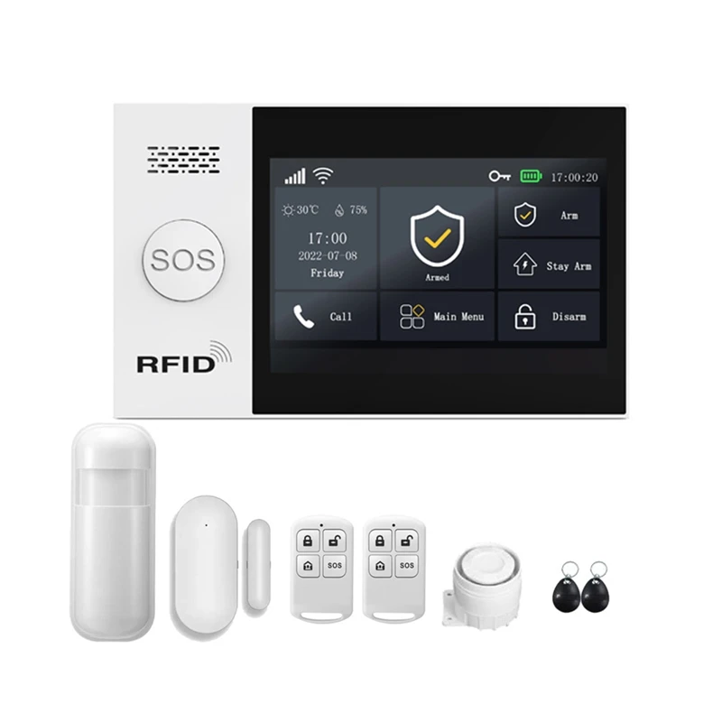 Tuya Smart Wireless GSM Alarm System WiFi Burglar Detection Real-Time Alerts for Home Garage Office Shop EU Plug-A86Z