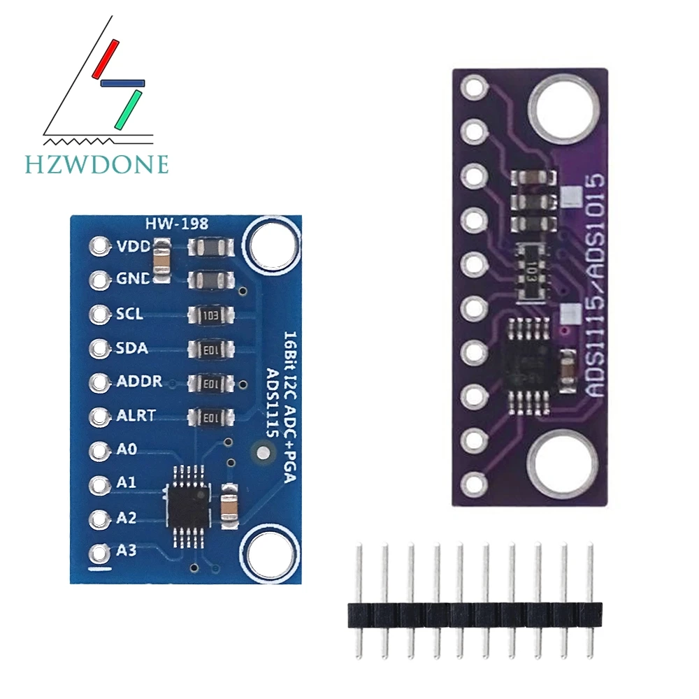 ADS1115 16 Bit I2C Module Precision ADC 4 Channel Development Board Pro Gain Amplifier 2.0V to 5.5V for Arduino RP
