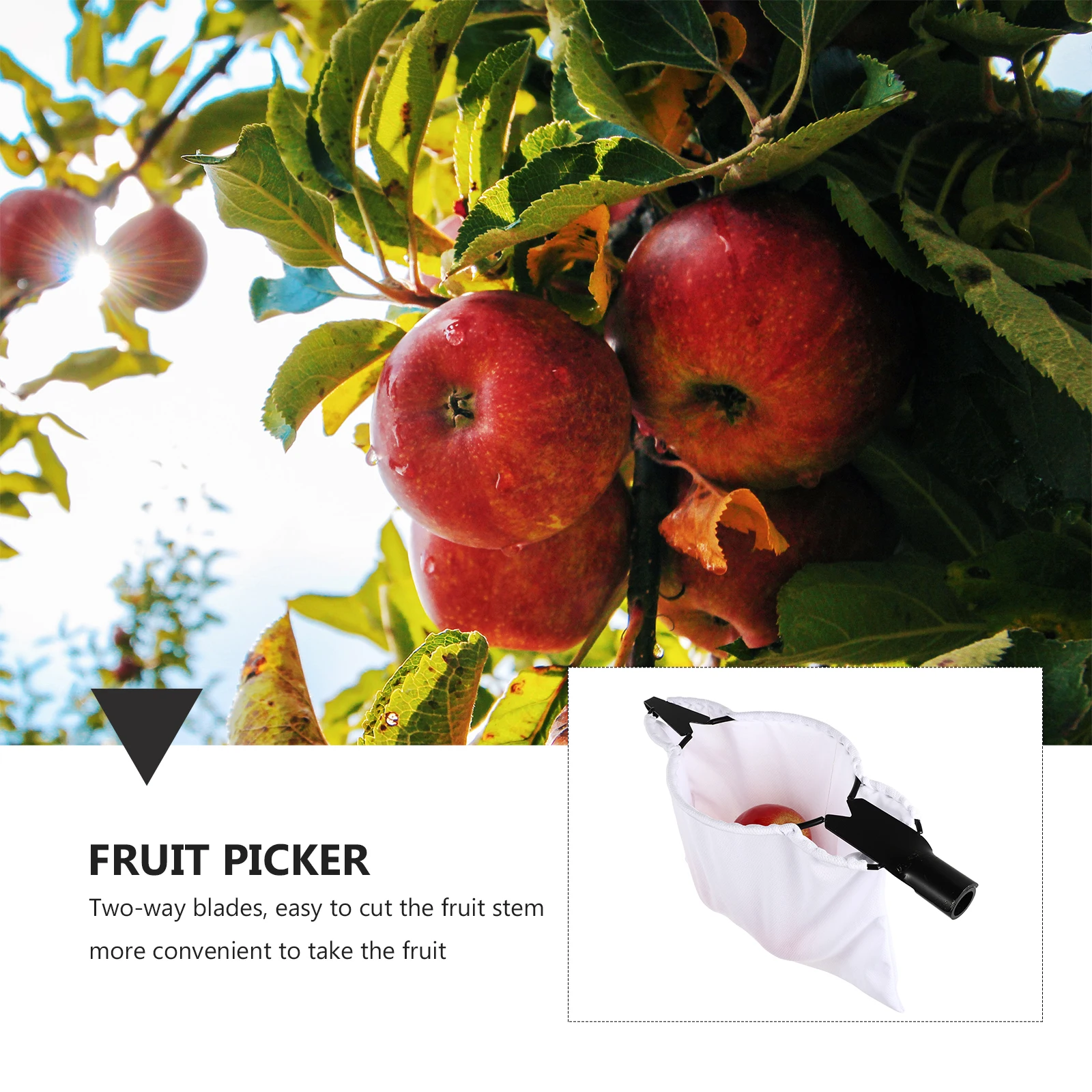 

Fruit Picker Tool Stainless Steel Fruits Head Basket Harvester Elastic Bag Garden Picking Catcher V-Shaped Tree for Apples