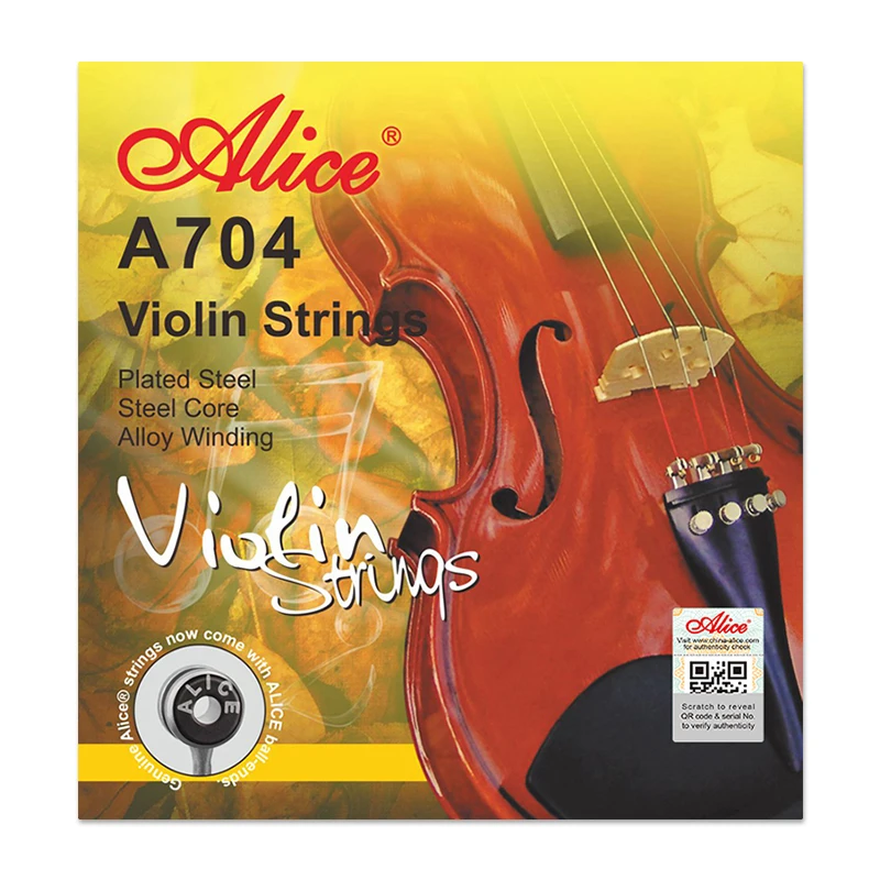 Alice Strings for Violin A704/A705 Steel-core Alloy Windings for 1/8 1/4 1/2 3/4 4/4 Universal Violin Accessories