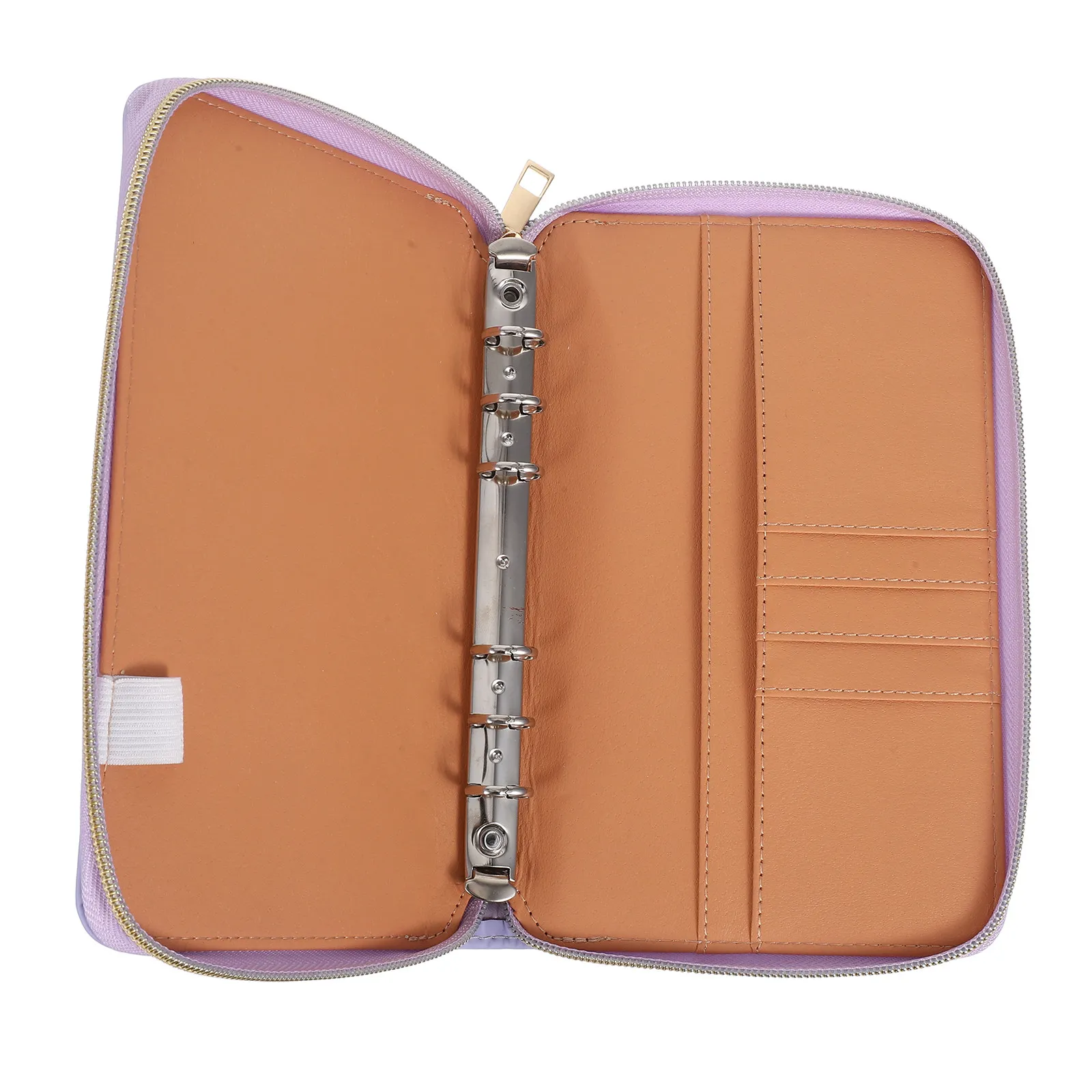 

Multi-Functional A6 Budget Binder PU Cover 6-Ring Refillable Notebook with Zipper Pouch for Cash Envelopes Cards Documents