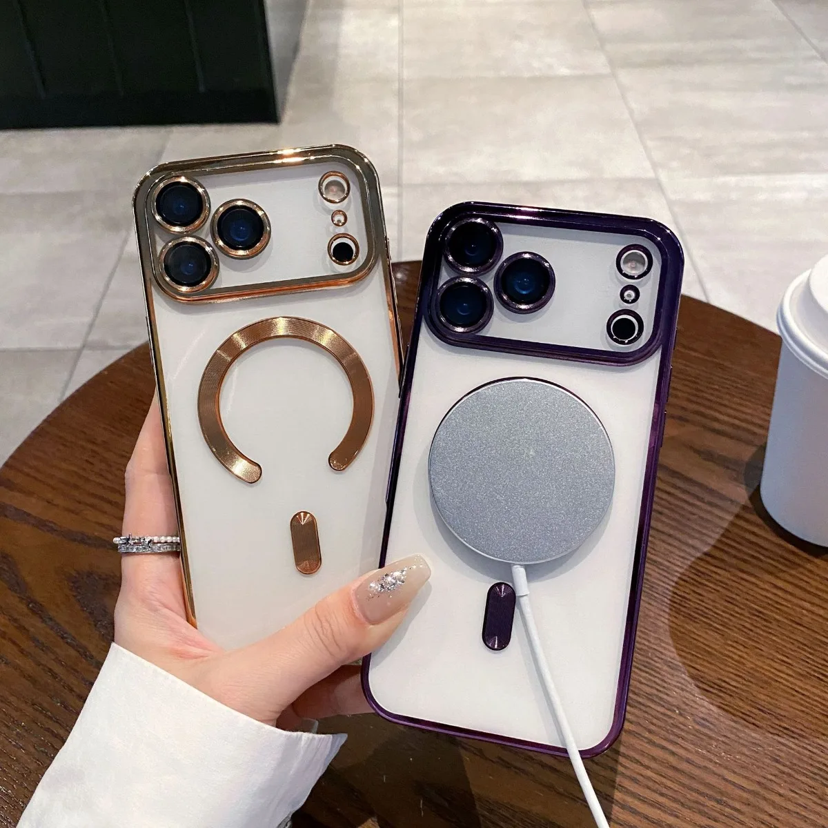 Étui magnétique plaqué pour iPhone 17 Pro Max 17 Air 17Pro, housse transparente et souple, protection d'appareil photo complète, coque Mag-safe pour téléphone Fundas