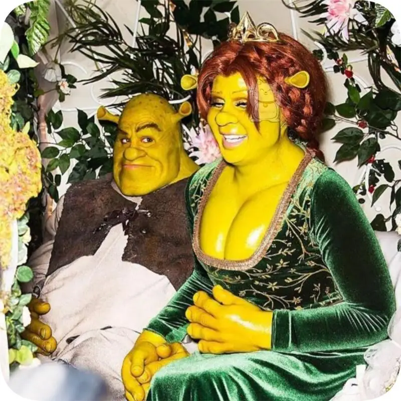 

New anime monster Shrek Princess Fiona cosplay green dress hair hairpin wig hot selling