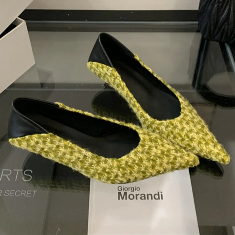 

Новые осенние элегантные женские туфли-лодочки на высоком каблуке с острым носком, модельные туфли, удобная модная обувь на низком каблуке, женская офисная обувь