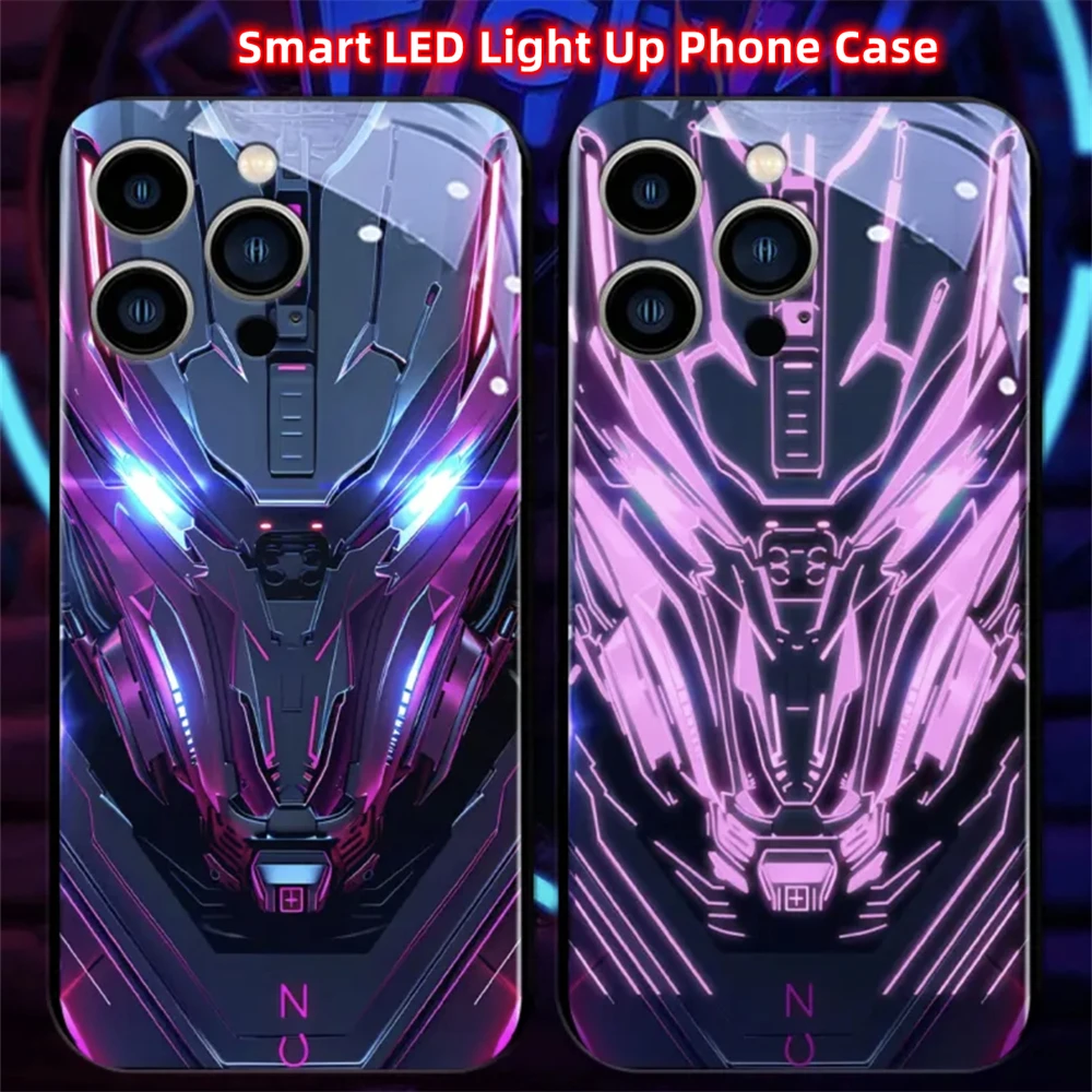 Azure Warship Pattern Sprachgesteuerte LED-Leuchtende Handyhülle für Samsung S26 S25 S24 S23 S22 S21 S20 Plus Ultra – Detail 18