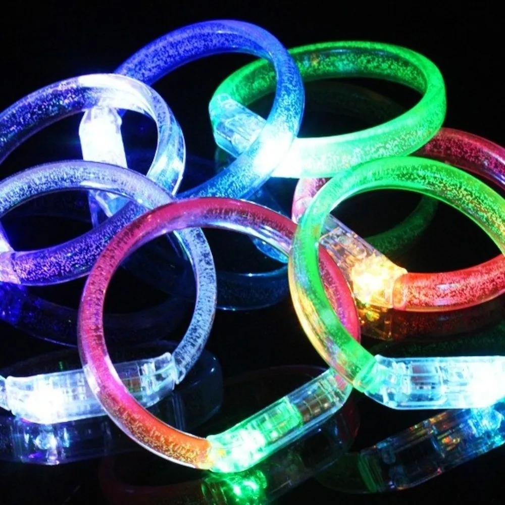10 Pieces Glow in The Dark LED Glow Bracelets High Transparency Plastic Luminous Wristbands Persistent Glow Neon Light