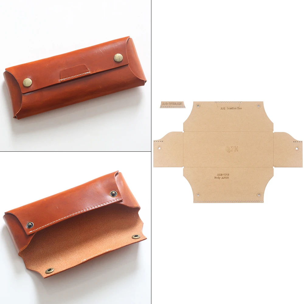 DIY Long Wallet Sewing Patterns, Retro Storage Hand Bags Kraft Paper Templates, DIY Leather Handmade Crafts Stencils