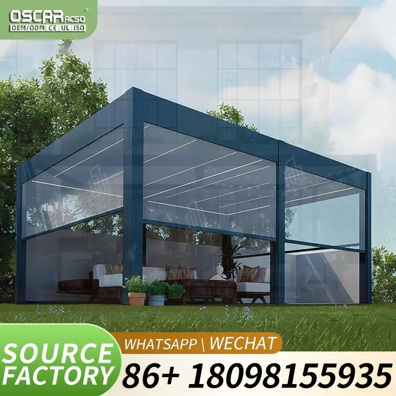 Custom Aluminum Hot Tub Pergola Freestanding Outdoor Living Space Waterproof All Weather Use Motorized Louver Roof Pergola Custo