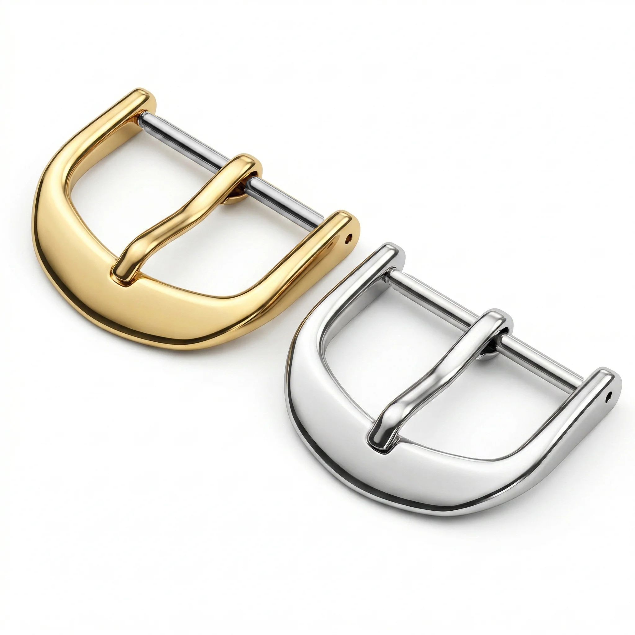 Solid Stainless Steel Silver Gold Watch Buckle 12 1618 20 22mm Metal Polished Leather Watchbands Strap Clasp Watches Accessories