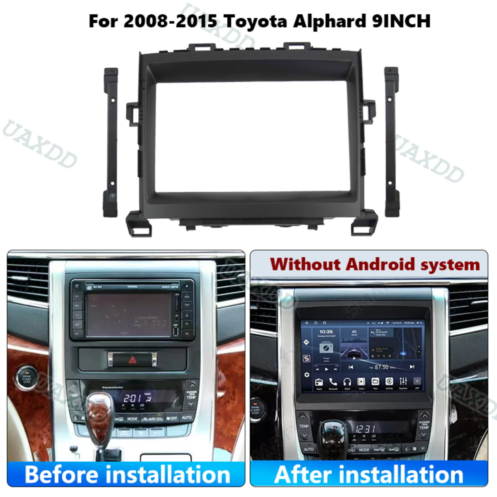 Fascia Frame Center Dashboard Cable For 2003-2020 Toyota Alphard Radio Android Kit Panel Navigation 2 Din Car Adapter Multimedia