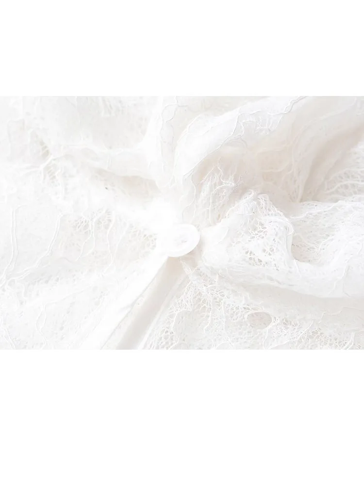 HH femmes mode doux polyvalent cloche manches punkisme dentelle épissage chemise haute femme élégante haute rue à manches longues chemise Mujer