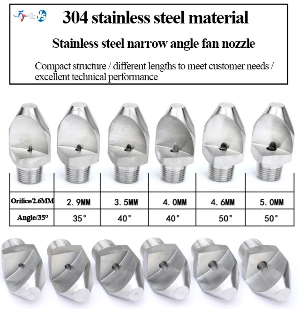 P Series High Pressure Jet Spray Nozzles SS Narrow-Angle Flat Fan Nozzle for Industrial Cleaning Conveyor Flushing Water