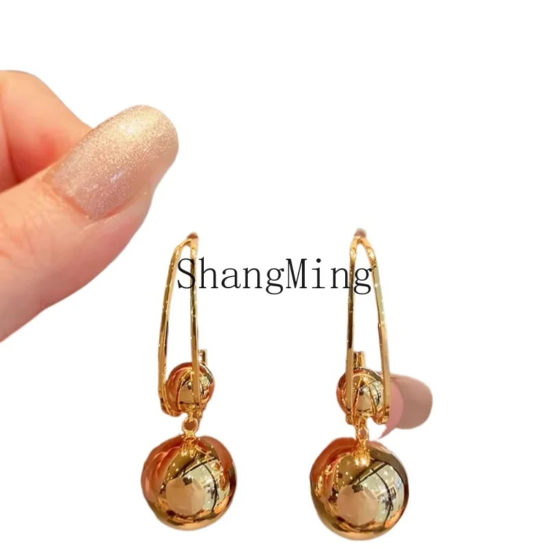 

ZYH gold long women's face thin long earrings metal design temperament stud earrings