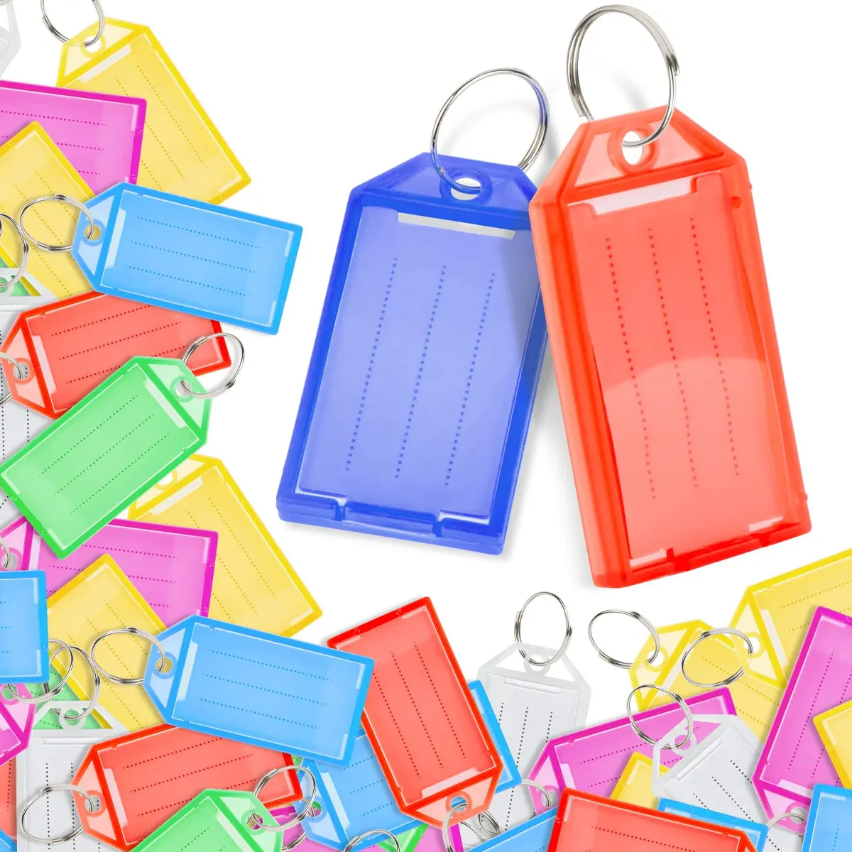 10/20/50Pcs Random Color Double-Sided Transparent Flap DIY Key Labels Luggage Tags for Hotel Airport Travel  Identification ZSY