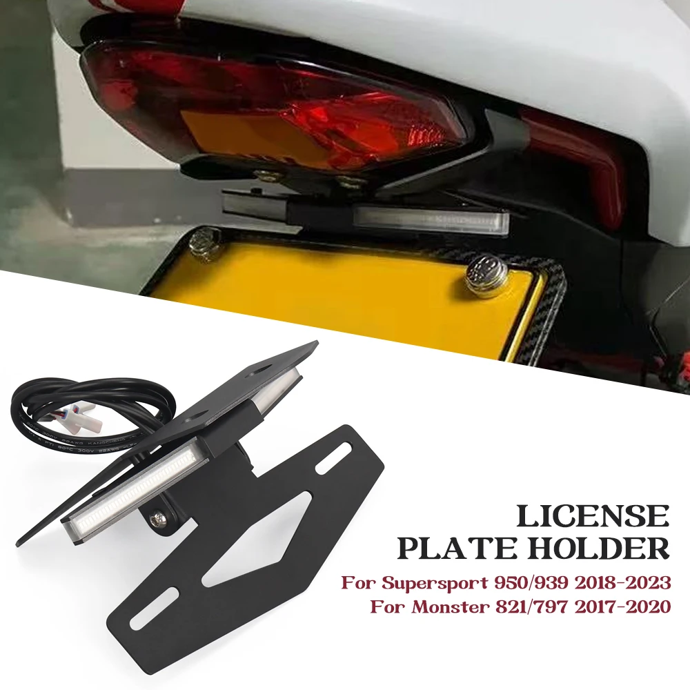 

Motorcycle License Plate Holder Tail Light Bracket Tidy Fender Eliminator Black For Ducati Monster 821 797 Supersport 939