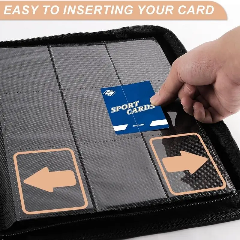 Nine-grid 360 Pockets Card Binder Sleeves with Zipper for TCG CCG Card Storage Solid color woven pattern