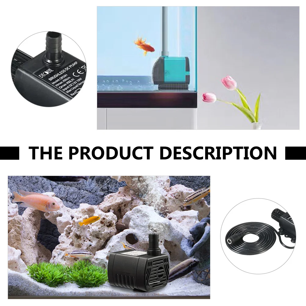 

12V Compact Brushless Dc Water Pump Strong Lift for Pond Garden Fountain Terrarium Circulation System Use