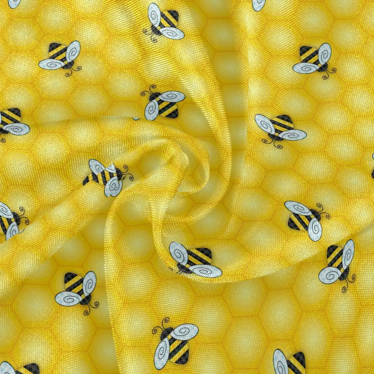 Bumble Bee and Honeycomb Tablecloth 60 Inch Round Tablecloths for Circular Table Cover for Buffet Table Parties Holiday Dinner