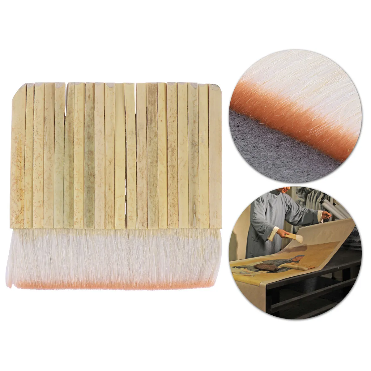 1Pcs Professional Bamboo Tube Painting Brush Set Wide Flat Tip for Oil Acrylic Watercolor Wash Sizing Gluing Pottery Chinese