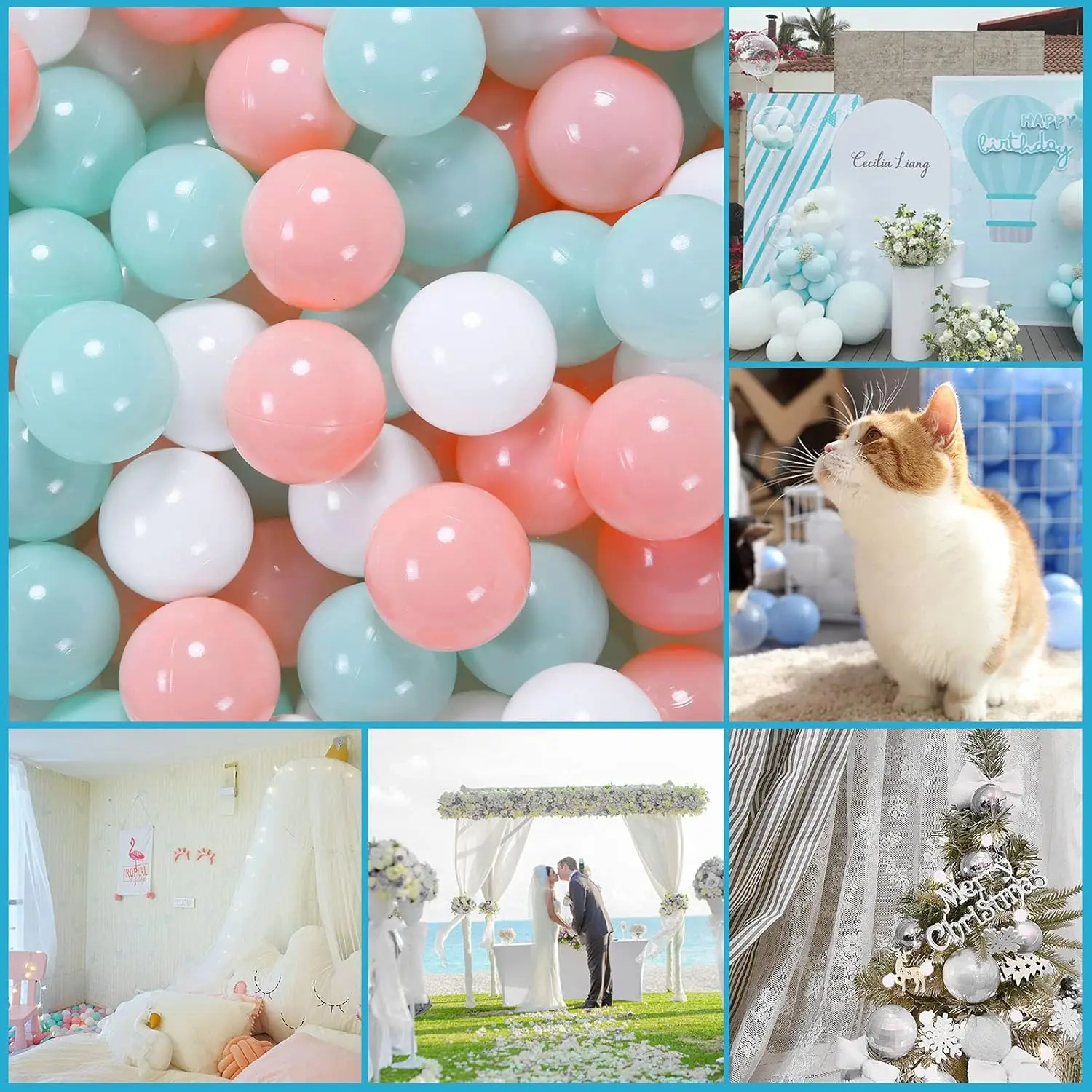 Bolas de bolinhas para crianças, bolas de plástico para bolinhas, cercadinho, piscina, decoração de festa pastel para bebês, rosa + verde + branco 100 bolas