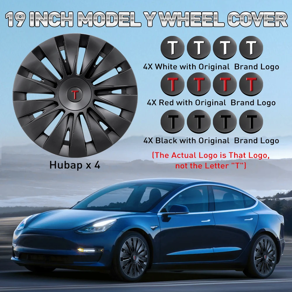 4PCS Wheel Cap For Tesla Model Y 2023 19 Inch Right＆Left Hubcaps Cyclone Cover Wheel Cover Replacement Accessories