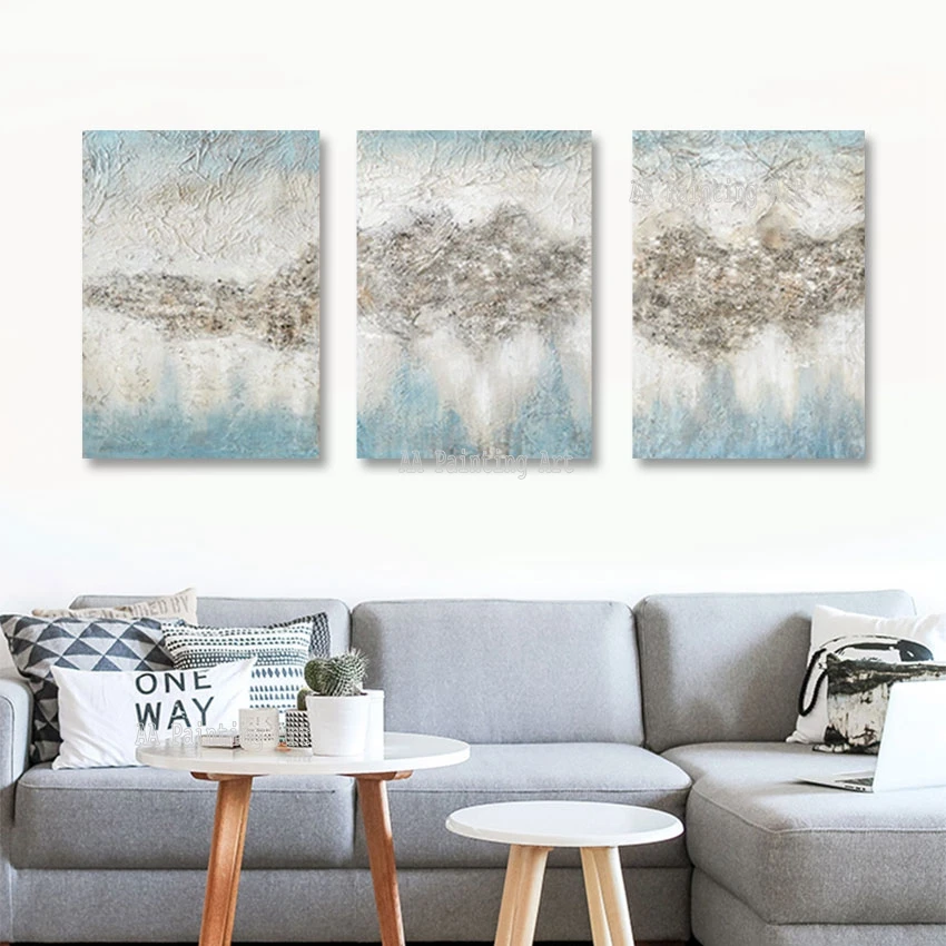 Abstract Gold Foil Oil Paintings 3 Panel Canvas Wall Art Home Decoration Pieces Unframed Hand Painted Picture Hotel Artwork