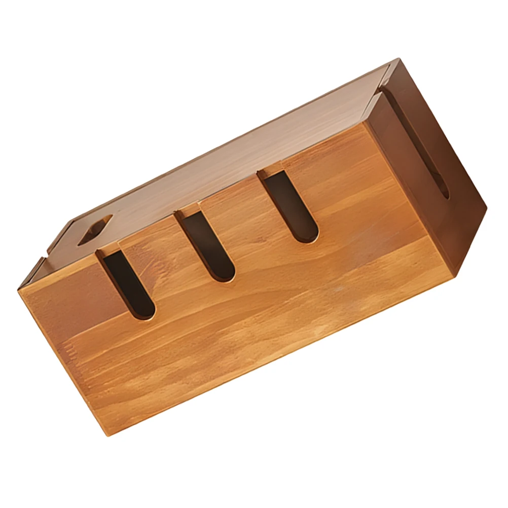 

Solid Wood Wire Management Box Cable Organizer Desk Device Holder Cord Hider Rustic Wooden Storage Solution for Home Office Wifi