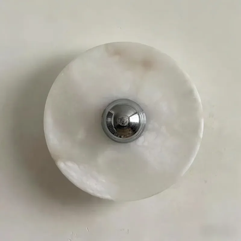Luxury Natural Stone Wall Lamp Modern Round Alabaster Sconce for Living Room Bedroom Corridor Home Decor Lighting Fixture