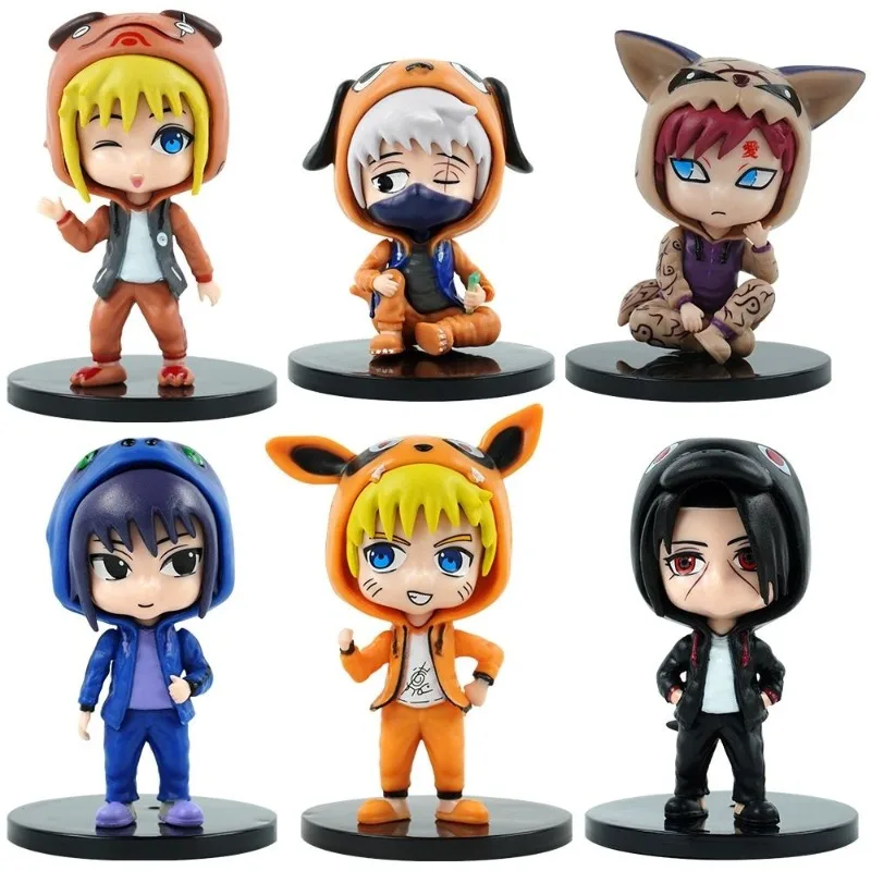 Naruto Naruto Sasuke Kakashi Gaara Ferret Anime Character PVC Figure Collection Model Desktop Ornament Children's Toy Gift