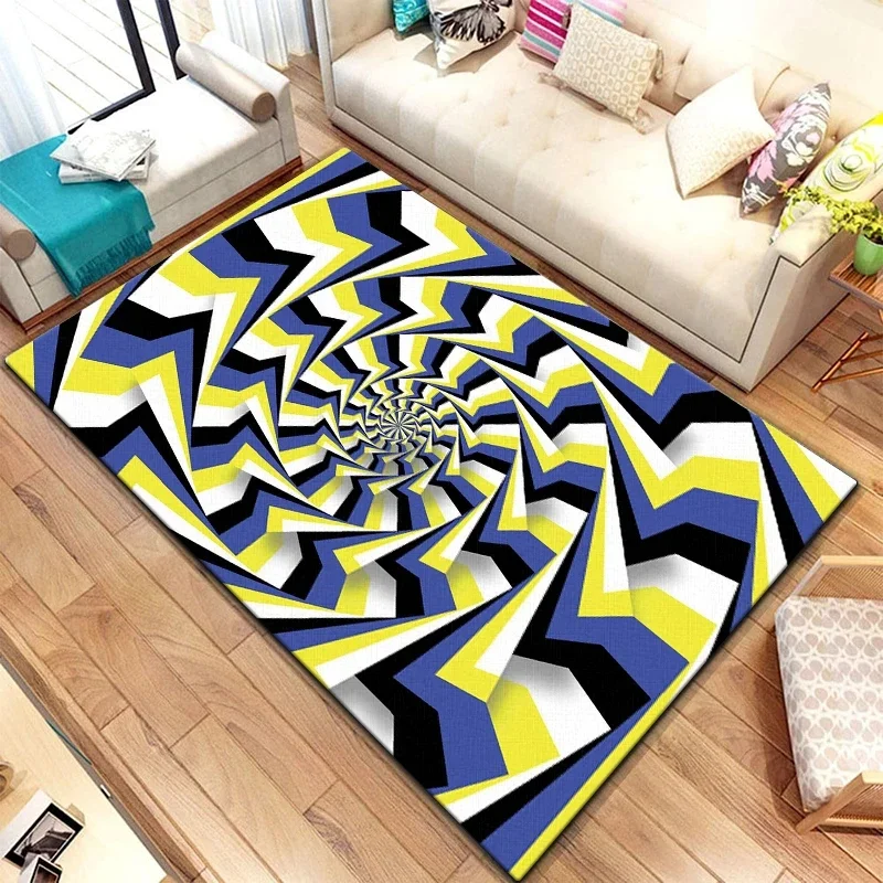 3D Vortex Print Creative Pattern Nonslip Carpet Beach Mat Yoga Mat Home Decor Camping Cushion Rugs for Bedroom Mat for Game Area